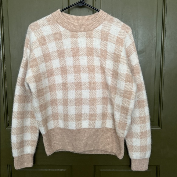 Sezane Beige Check Sweater - Picture 1 of 4